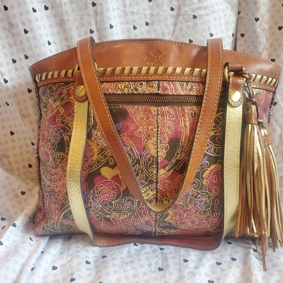 NWT Patricia Nash Genuine Leather Gold and Paisley Handbag Tote - Picture 6 of 9